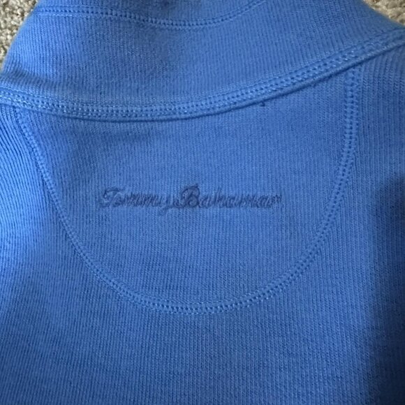 Tommy Bahama Sweater Womens Medium Blue Quarter Zip Pullover Stretch Marlin Logo - Picture 6 of 9